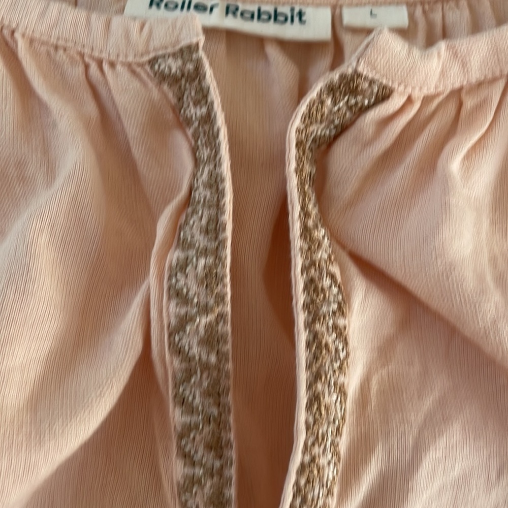 Roller Rabbit  Embroidered Top Peach,Large - Picture 4 of 6